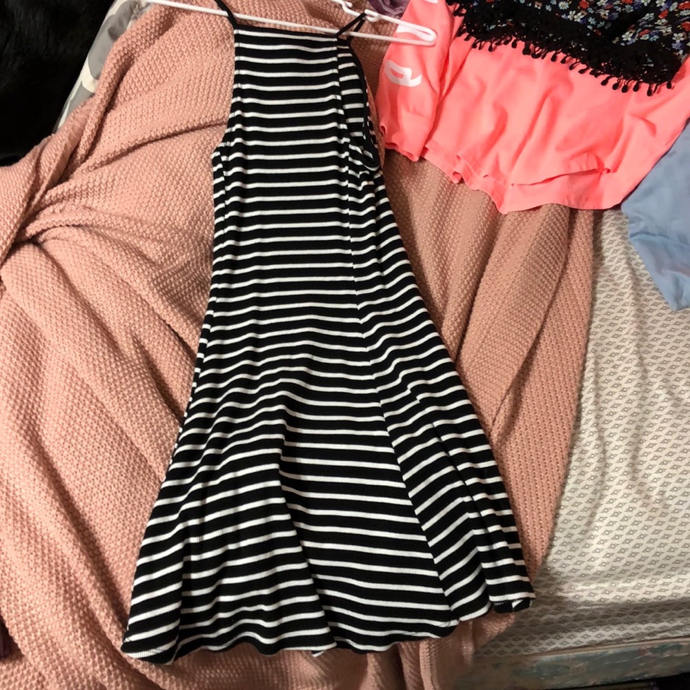 Black and white striped dress